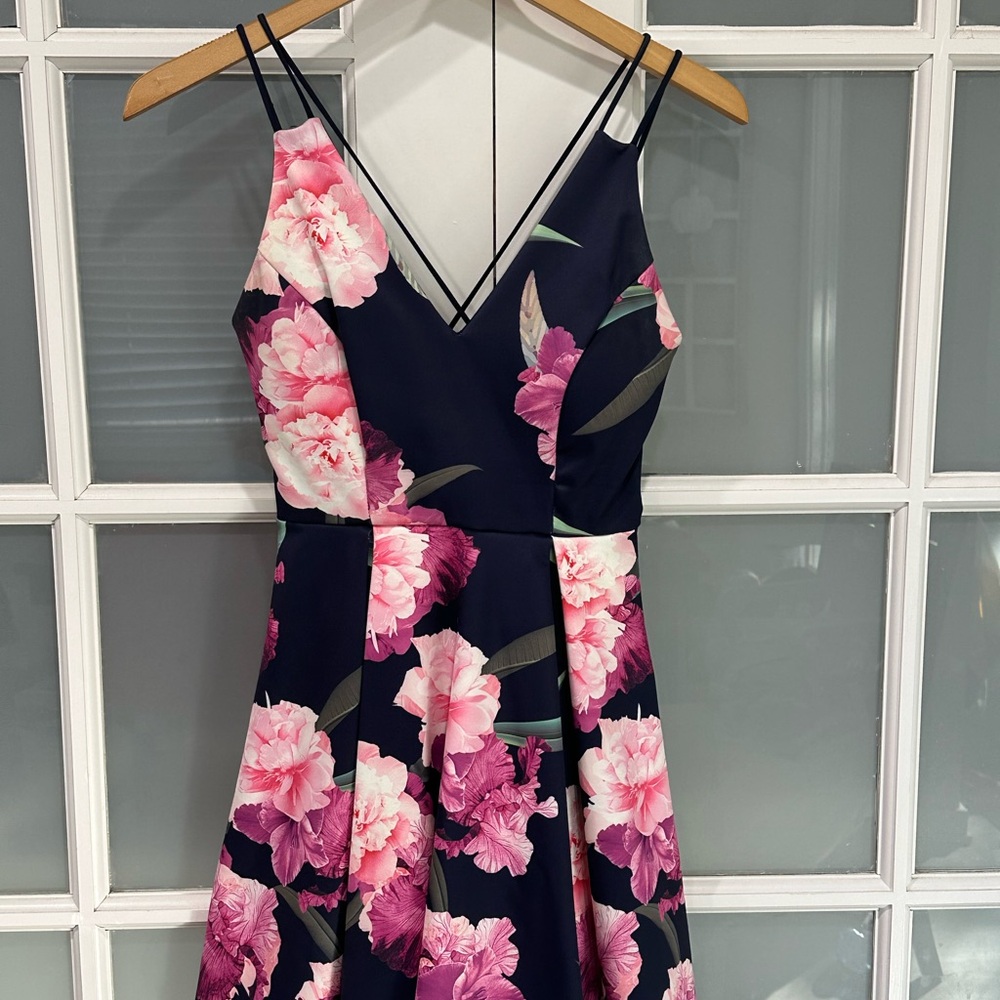 January 7 Floral Mini Dress - Pink and Black